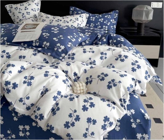 Bettwäsche-Set Trèfle - blaue Kleeblüten