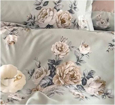 Bettwäsche-Set Vienne - Detail Vintage-Rosen und Stoff